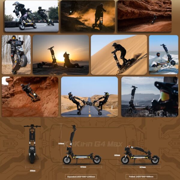 Kukirin G4 Max Trotinetă Electrică Pliabilă Offroad Jante 12 inch 3200W 60V 35.2AH Trei Viteze cu Display LED