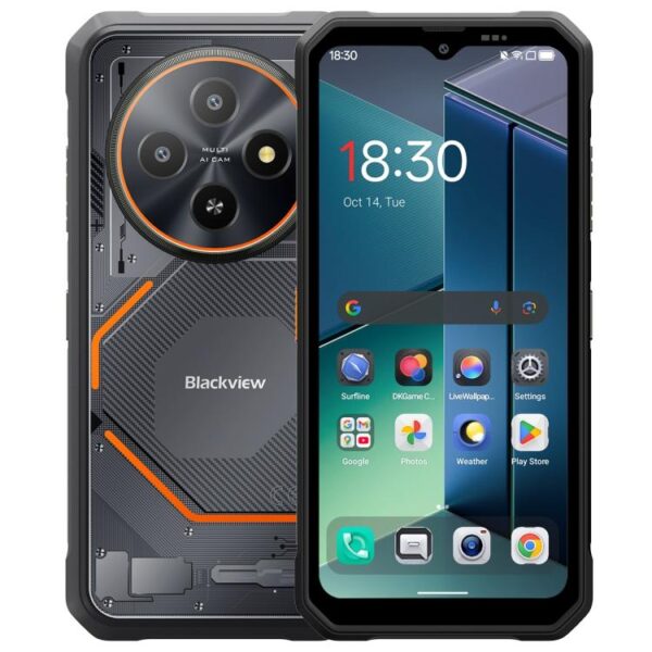 Blackview FORT 2 Smartphone Rezistent, 8GB+128GB, 6.56 inch Android 15 MediaTek MT6769V/CB Helio G81 Octa Core, Rețea: 4G, OTG, NFC (Negru)