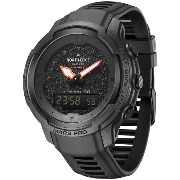 NORTH EDGE MarsPro Ceas Electronic din Fibră de Carbon pentru Exterior și Sport (Negru)